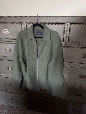 Abercrombie & Fitch Olive Green Zip Sweater Jacket